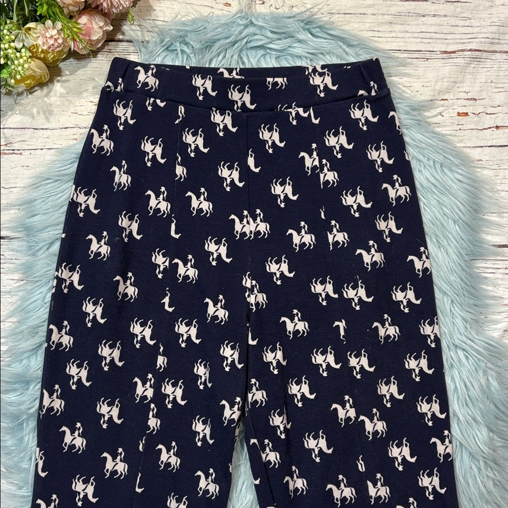 Anthropologie Navy Pants with White Horse Motif — Boot Cut - Picture 7 of 9